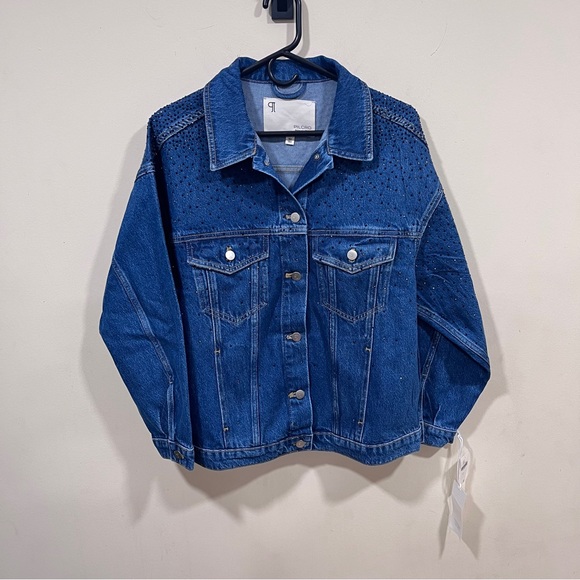 NWT Anthropologie Pilcro Weston Rhinestone Denim Boyfriend Jacket- Small country - Picture 4 of 11